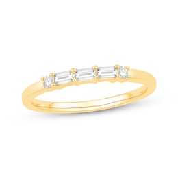 Now + Forever Baguette & Round-Cut Diamond Anniversary Ring 1/5 ct tw 10K Yellow Gold