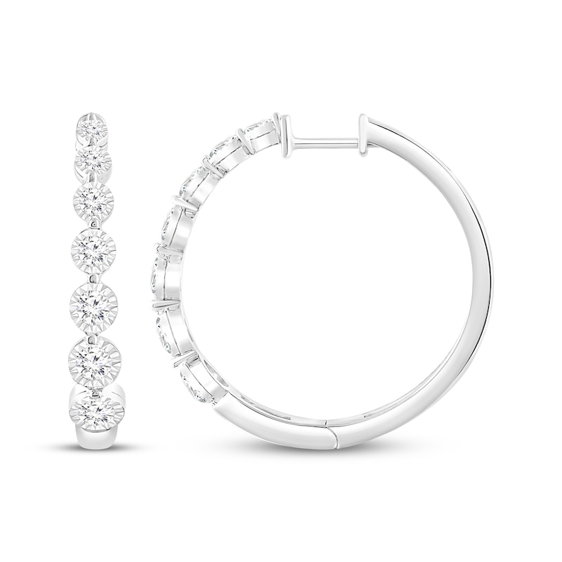 Main Image 1 of Diamond Graduated Hoop Earrings 1 ct tw 10K White Gold