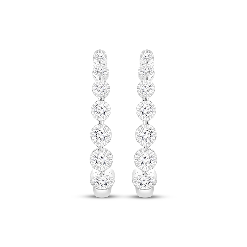 Main Image 2 of Diamond Graduated Hoop Earrings 1 ct tw 10K White Gold