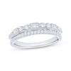 Thumbnail Image 1 of Now + Forever Round & Emerald-Cut Milgrain Anniversary Ring 5/8 ct tw 14K White Gold