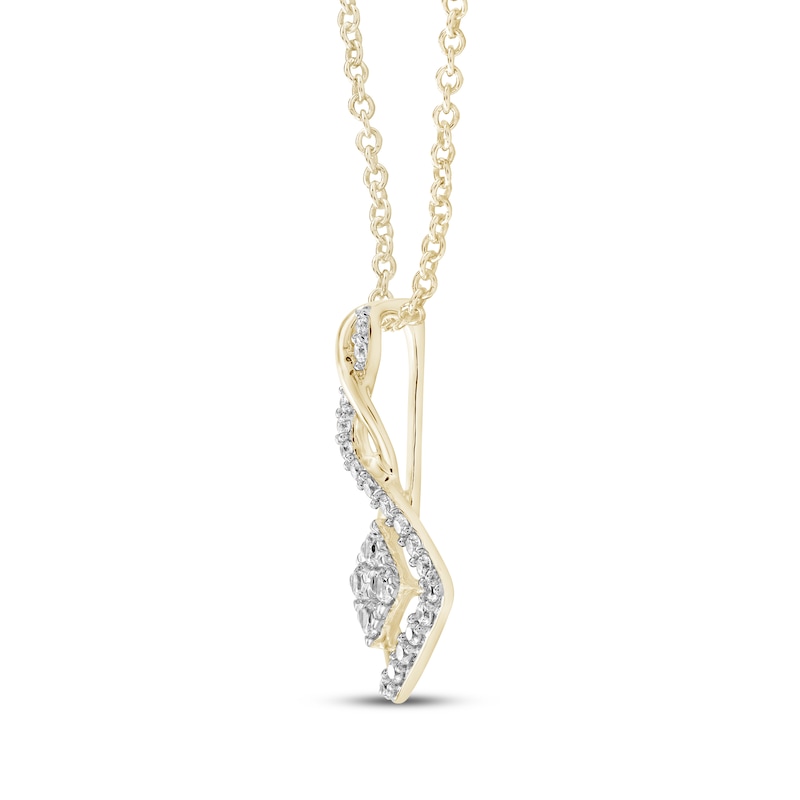 Main Image 2 of Diamond Twist Frame Square Necklace 1/4 ct tw 10K Yellow Gold 18"