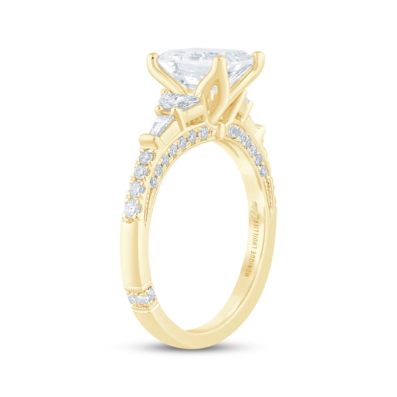 Main Image 2 of Monique Lhuillier Bliss Emerald-Cut Lab-Grown Diamond Engagement Ring 2 ct tw 18K Yellow Gold