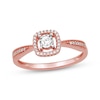 Thumbnail Image 1 of Diamond Cushion Halo Promise Ring 1/8 ct tw 10K Rose Gold