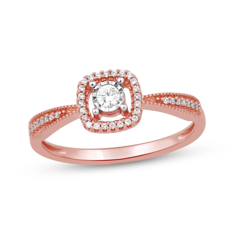 Main Image 1 of Diamond Cushion Halo Promise Ring 1/8 ct tw 10K Rose Gold