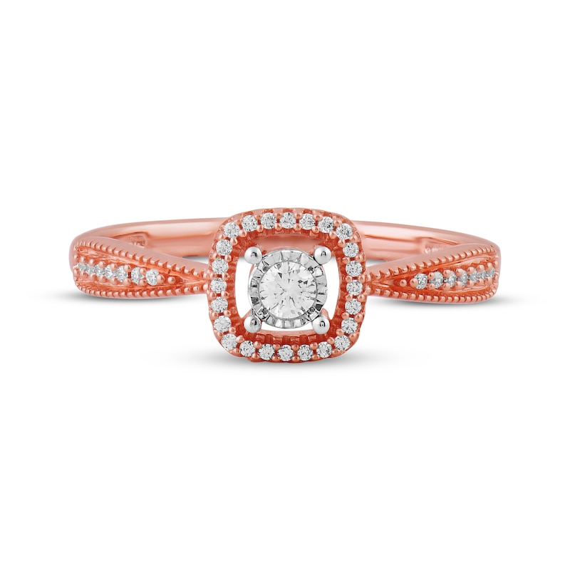 Main Image 3 of Diamond Cushion Halo Promise Ring 1/8 ct tw 10K Rose Gold