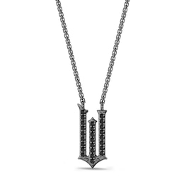 Wicked Black Diamond "W" Necklace 1/8 ct tw Black Rhodium-Plated Sterling Silver 18"