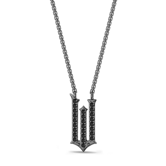 Wicked Black Diamond "W" Necklace 1/8 ct tw Black Rhodium-Plated Sterling Silver 18"