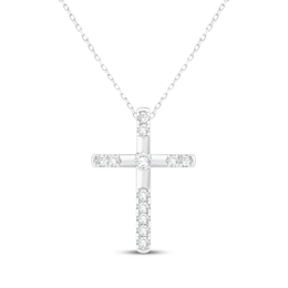 Diamond Cross Necklace 1/5 ct tw Sterling Silver 18"