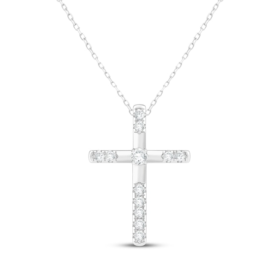 Diamond Cross Necklace 1/5 ct tw Sterling Silver 18"