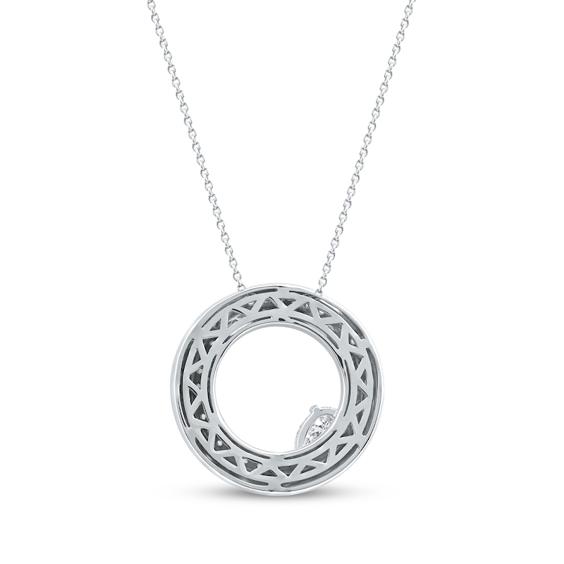 Main Image 3 of Pear-Shaped Diamond Two-Row Circle Necklace 1 ct tw 10K White Gold 18"