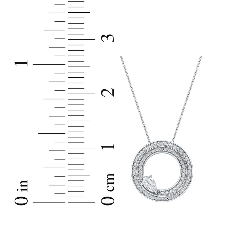 Main Image 7 of Pear-Shaped Diamond Two-Row Circle Necklace 1 ct tw 10K White Gold 18"