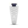 Thumbnail Image 2 of Men's Barrel-Cut Blue Lab-Created Sapphire & Diamond Accent Ring 10K White Gold
