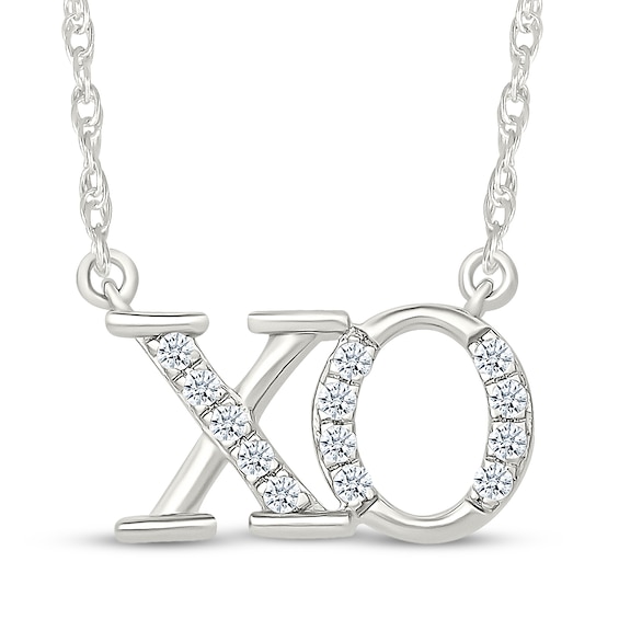 Diamond "XO" Necklace 1/10 ct tw Sterling Silver 18"