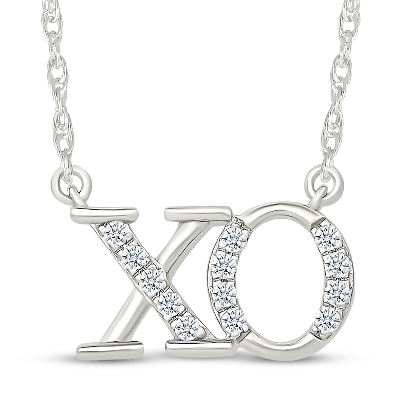 Main Image 1 of Diamond &quot;XO&quot; Necklace 1/10 ct tw Sterling Silver 18&quot;