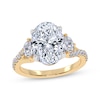 Thumbnail Image 1 of Memories Moments Magic Oval-Cut Lab-Grown Diamond Three-Stone Engagement Ring 3-1/2 ct tw 14K Yellow Gold