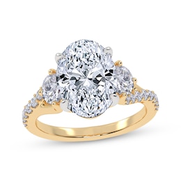 Memories Moments Magic Oval-Cut Lab-Grown Diamond Three-Stone Engagement Ring 3-1/2 ct tw 14K Yellow Gold