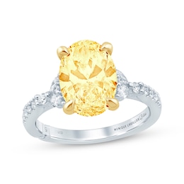 Monique Lhuillier Bliss Oval-Cut Yellow & White Lab-Grown Diamond Engagement Ring 3-1/3 ct tw 18K White Gold