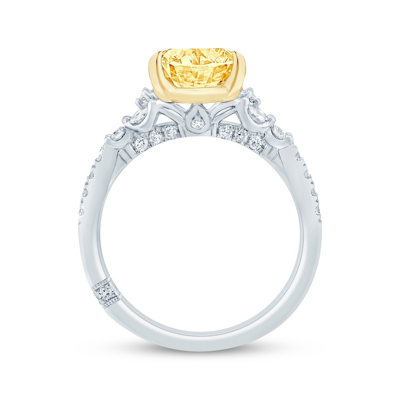 Main Image 3 of Monique Lhuillier Bliss Oval-Cut Yellow & White Lab-Grown Diamond Engagement Ring 3-1/3 ct tw 18K White Gold