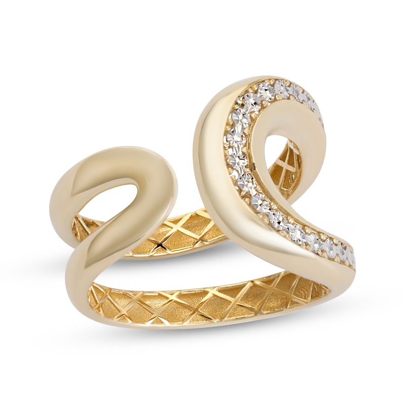 Main Image 1 of Italian Brilliance Diamond-Cut Open Curve Ring 14K Two-Tone Gold