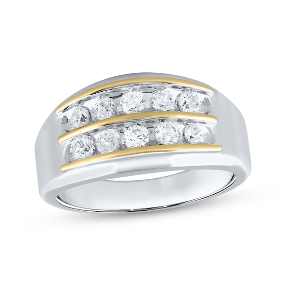 Now + Forever Men's Diamond Two-Row Wedding Band 1 ct tw 10K Two-Tone Gold