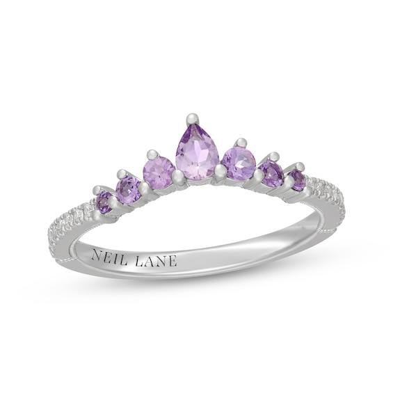 Neil Lane Pear-Shaped Purple Quartz & Diamond Anniversary Ring 1/10 ct tw 14K White Gold