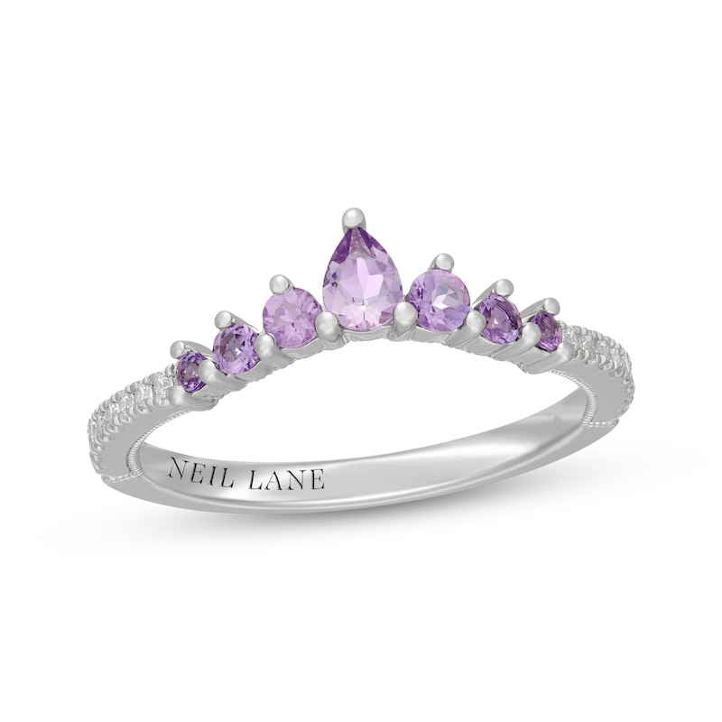 Main Image 1 of Neil Lane Pear-Shaped Purple Quartz & Diamond Anniversary Ring 1/10 ct tw 14K White Gold