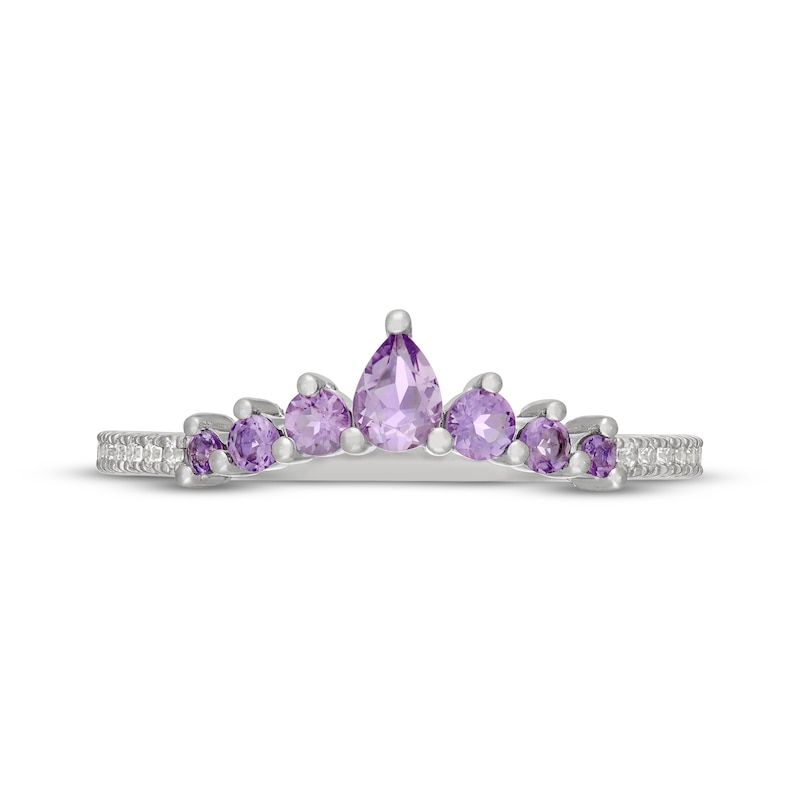 Main Image 3 of Neil Lane Pear-Shaped Purple Quartz & Diamond Anniversary Ring 1/10 ct tw 14K White Gold