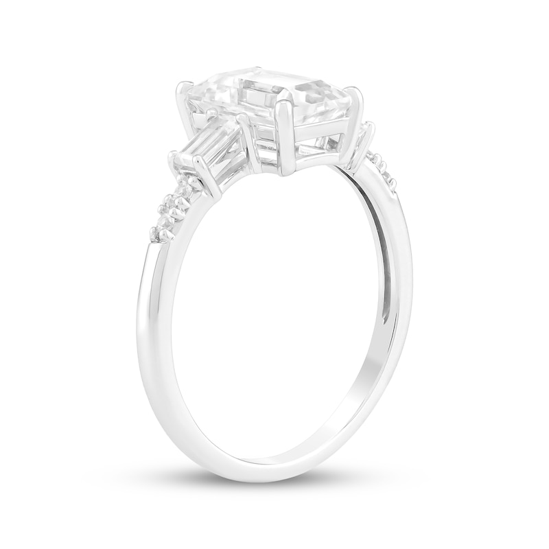 Main Image 2 of Emerald-Cut White Lab-Created Sapphire Ring Sterling Silver