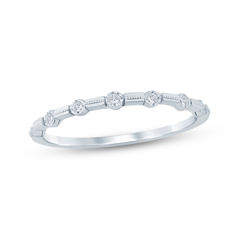 Main Image 1 of Now + Forever Diamond Station Milgrain Anniversary Ring 1/20 ct tw 10K White Gold