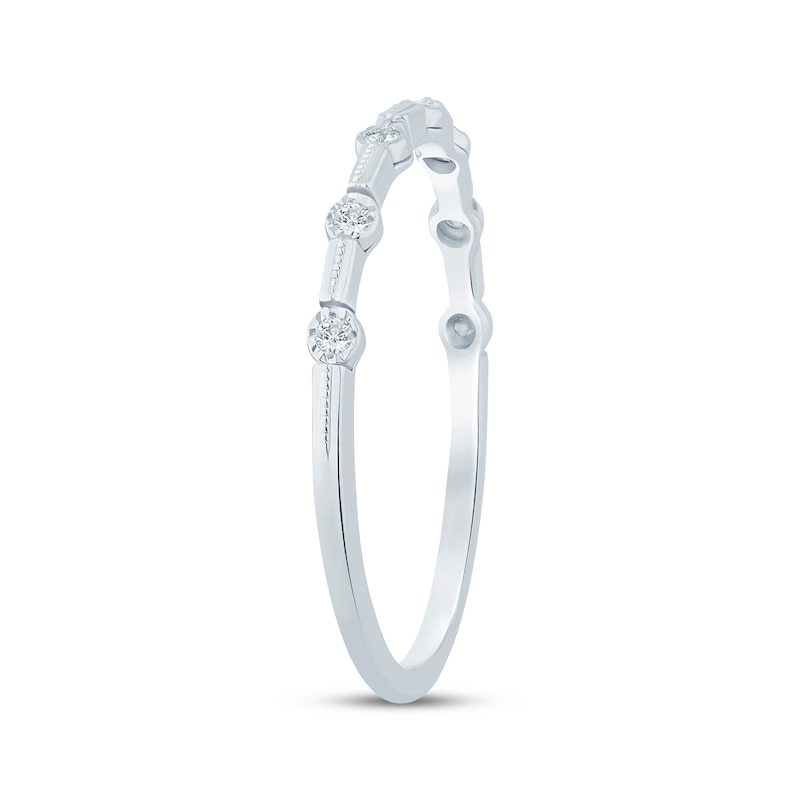 Main Image 2 of Now + Forever Diamond Station Milgrain Anniversary Ring 1/20 ct tw 10K White Gold