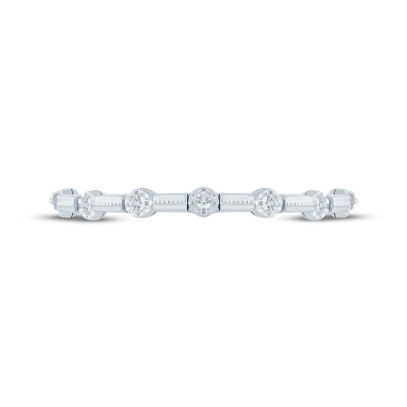 Main Image 3 of Now + Forever Diamond Station Milgrain Anniversary Ring 1/20 ct tw 10K White Gold