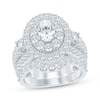 Thumbnail Image 1 of Lab-Grown Diamonds Oval-Cut Double Halo Bridal Set 3-1/2 ct tw 14K White Gold