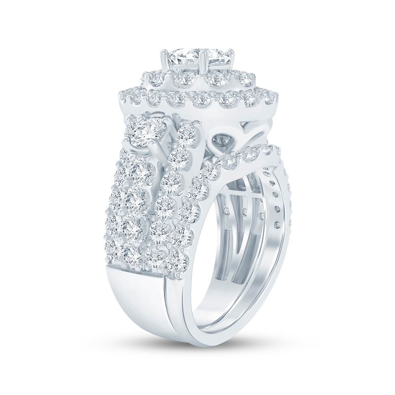 Main Image 2 of Lab-Grown Diamonds Oval-Cut Double Halo Bridal Set 3-1/2 ct tw 14K White Gold