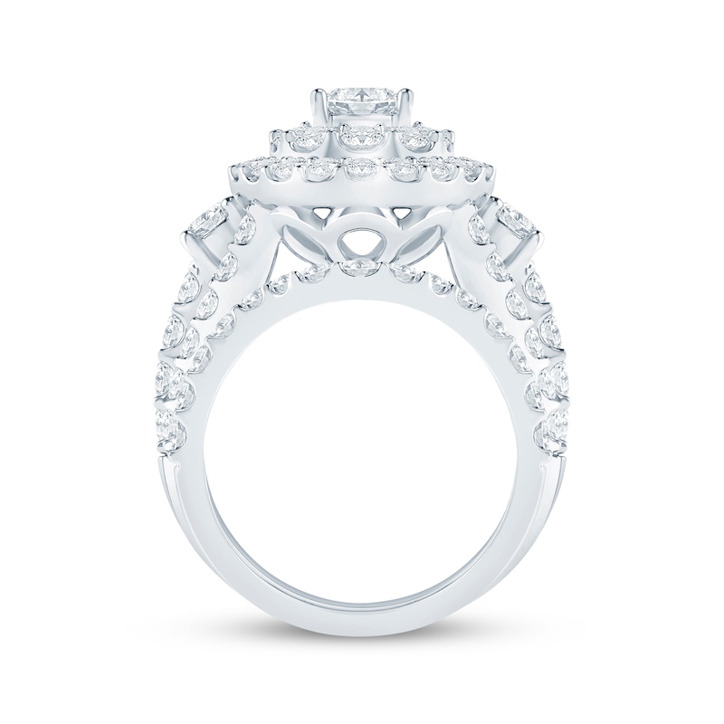 Main Image 3 of Lab-Grown Diamonds Oval-Cut Double Halo Bridal Set 3-1/2 ct tw 14K White Gold