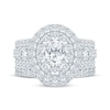 Thumbnail Image 4 of Lab-Grown Diamonds Oval-Cut Double Halo Bridal Set 3-1/2 ct tw 14K White Gold