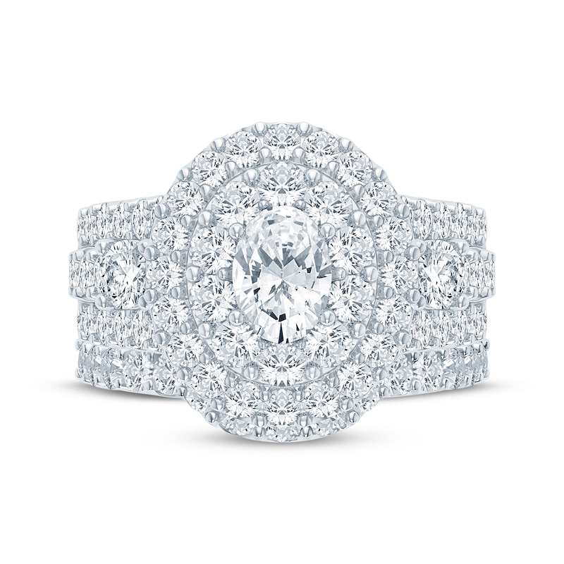 Main Image 4 of Lab-Grown Diamonds Oval-Cut Double Halo Bridal Set 3-1/2 ct tw 14K White Gold