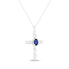 Thumbnail Image 2 of Oval-Cut Blue Lab-Created Sapphire & White Lab-Created Sapphire Twist Cross Necklace Sterling Silver 18"