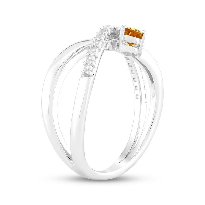 Main Image 2 of Pear-Shaped Citrine & White Lab-Created Sapphire Orbit Ring Sterling Silver