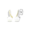 Thumbnail Image 1 of Cultured Pearl & White Lab-Created Sapphire Drop Earrings Sterling Silver & 10K Yellow Gold