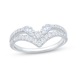 Now + Forever Lab-Grown Diamonds Marquise & Round-Cut Contour Ring 5/8 ct tw 14K White Gold