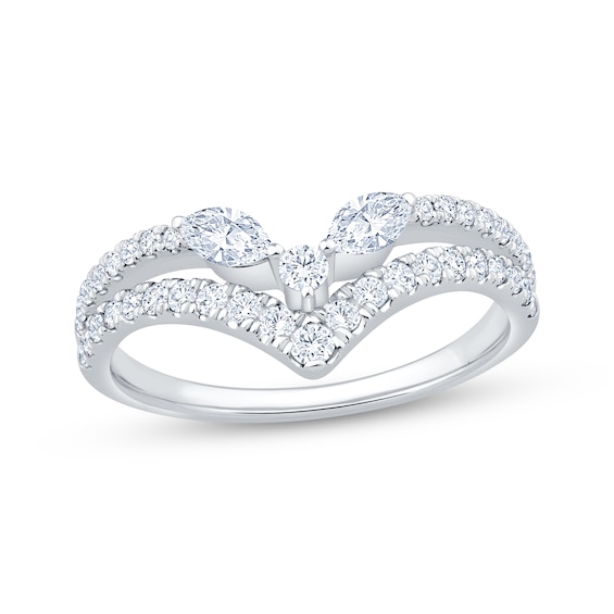 Now + Forever Lab-Grown Diamonds Marquise & Round-Cut Contour Ring 5/8 ct tw 14K White Gold