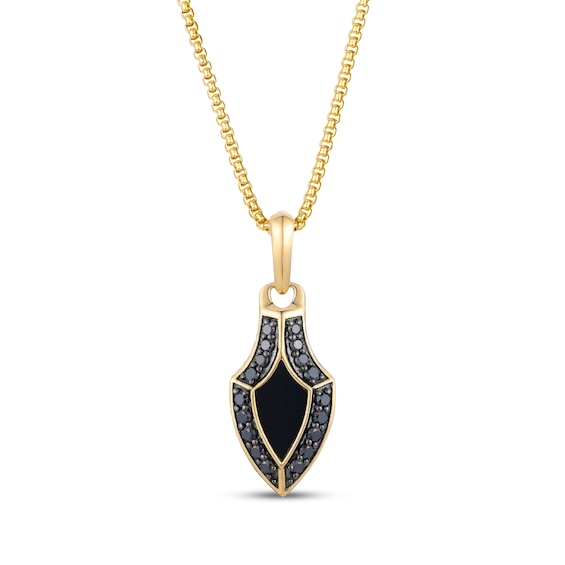 Le Vian Men's Onyx Arrowhead Necklace 3/8 ct tw Diamonds 14K Honey Gold 22"