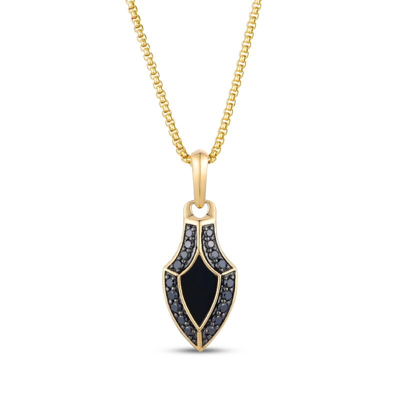 Main Image 1 of Le Vian Men's Onyx Arrowhead Necklace 3/8 ct tw Diamonds 14K Honey Gold 22"