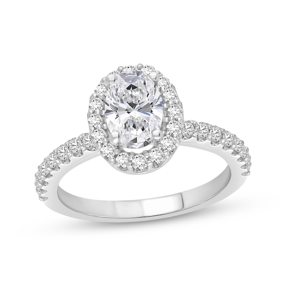 Now + Forever Lab-Grown Diamonds Oval-Cut Halo Engagement Ring 1-1/2 ct tw Platinum