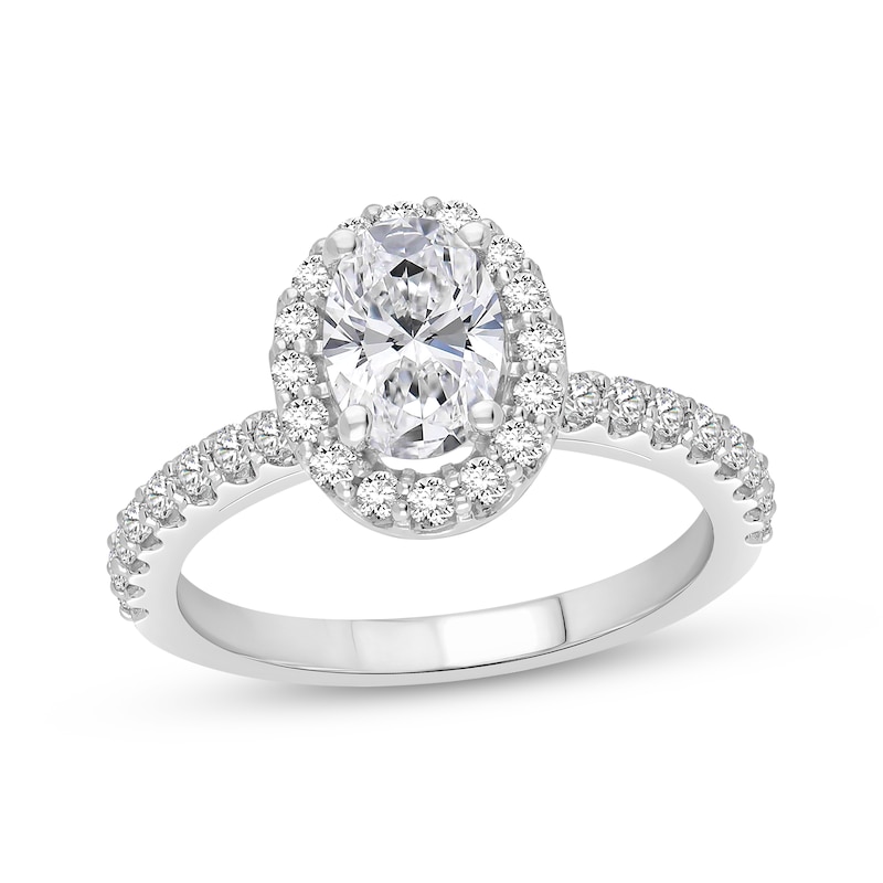 Main Image 1 of Now + Forever Lab-Grown Diamonds Oval-Cut Halo Engagement Ring 1-1/2 ct tw Platinum