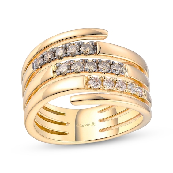 Le Vian Good Karma Chocolate Ombré Diamond Three-Row Ring 3/8 ct tw 14K Honey Gold