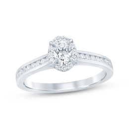 Now + Forever Lab-Grown Diamonds Oval-Cut Halo Engagement Ring 1/2 ct tw 14K White Gold