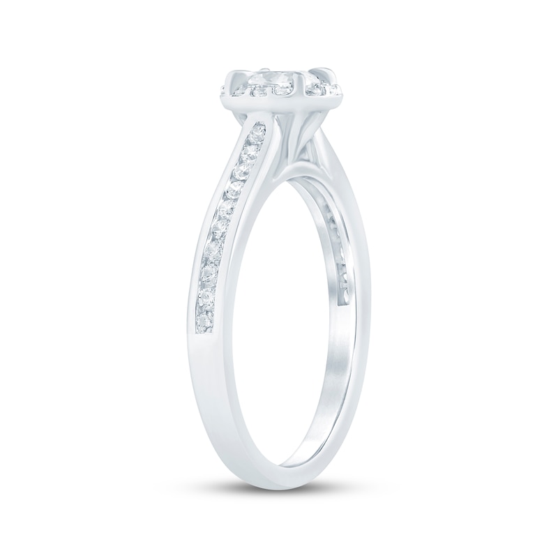Main Image 2 of Now + Forever Lab-Grown Diamonds Oval-Cut Halo Engagement Ring 1/2 ct tw 14K White Gold