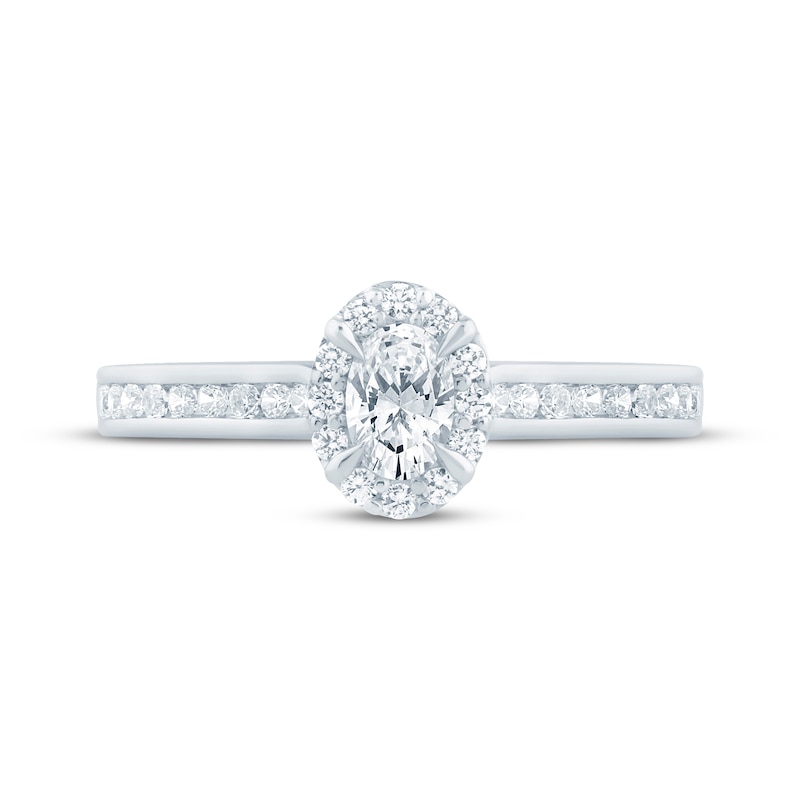 Main Image 3 of Now + Forever Lab-Grown Diamonds Oval-Cut Halo Engagement Ring 1/2 ct tw 14K White Gold