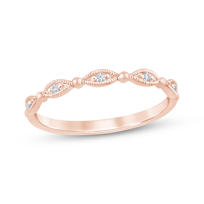 Main Image 1 of Now + Forever Lab-Grown Diamonds Milgrain Anniversary Ring 1/20 ct tw 10K Rose Gold
